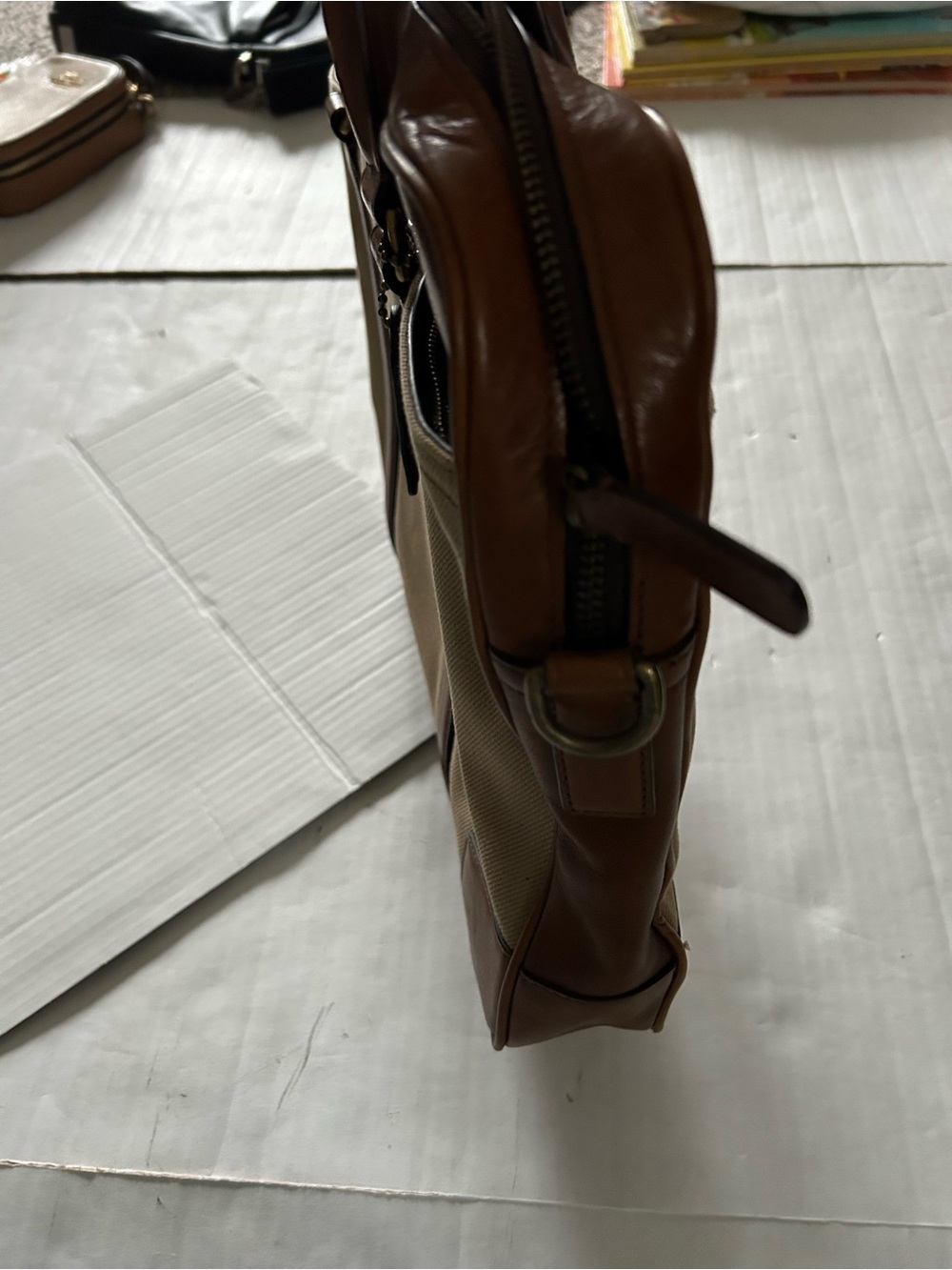 Coach Men’s Bleecker Archival Twill & Leather Briefcase in Tan and Brown 71300 - Picture 5 of 11
